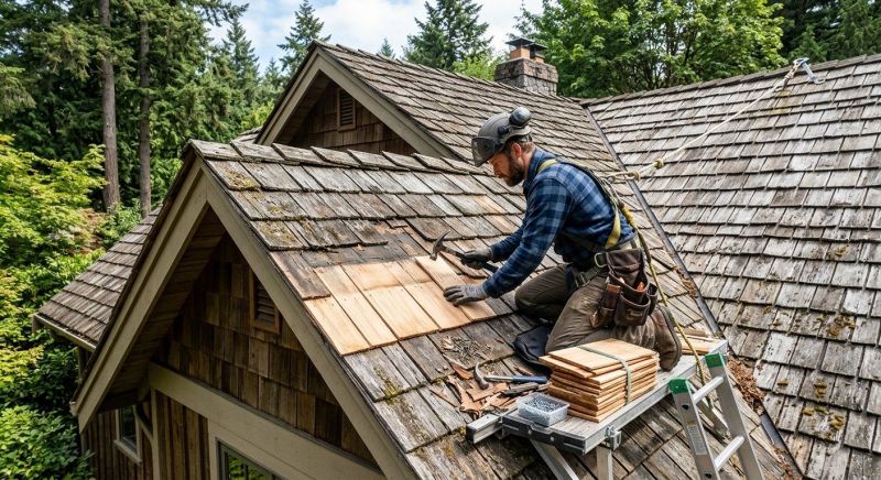 Cedar Shake Roof Repair in Chesterland, OH
